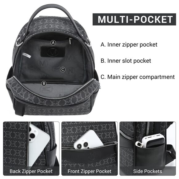 2127 Mini Backpack Purse Multi Pocket Small Backpacks Convertible Shoulder main image 6